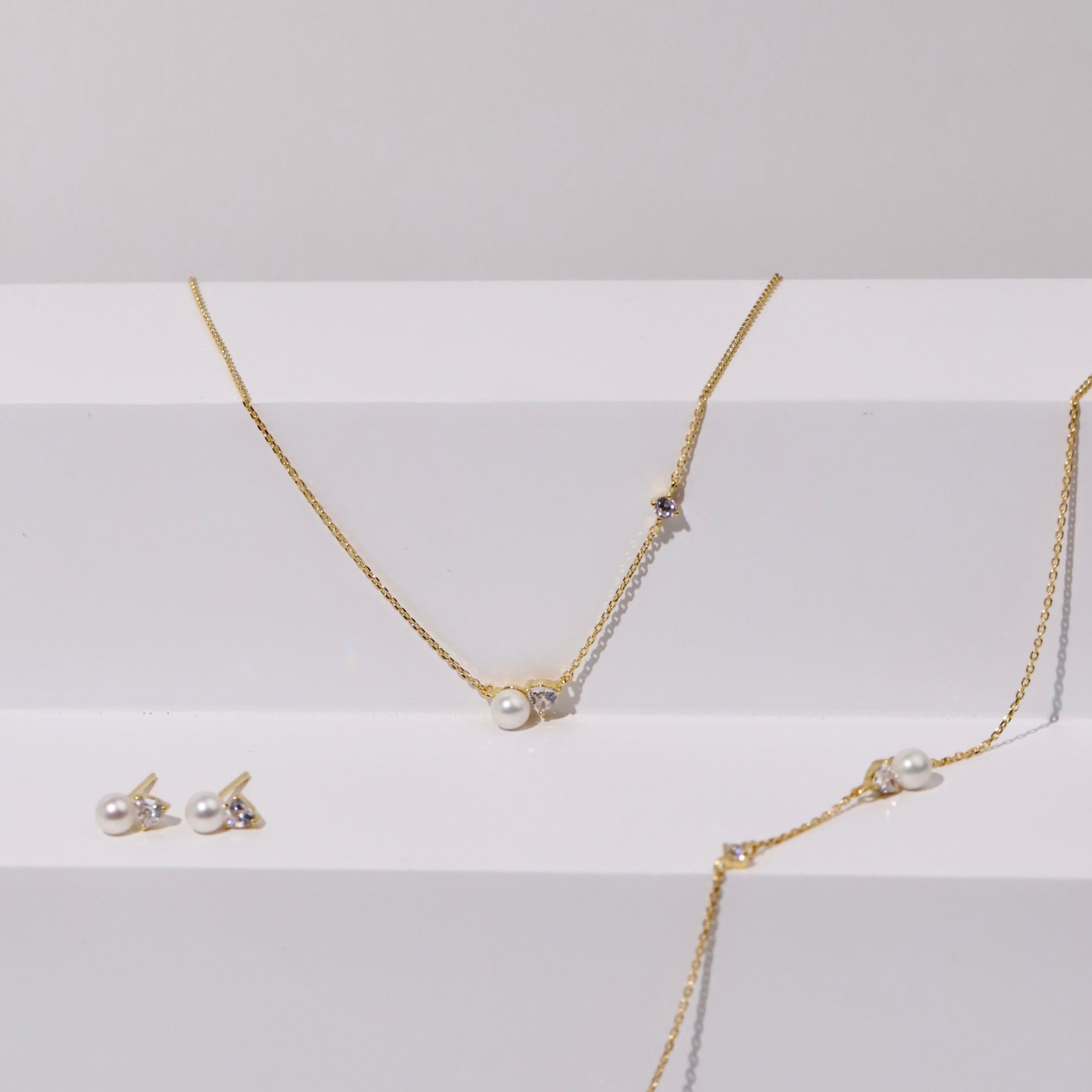 Pearl + Cubic Necklace image 3