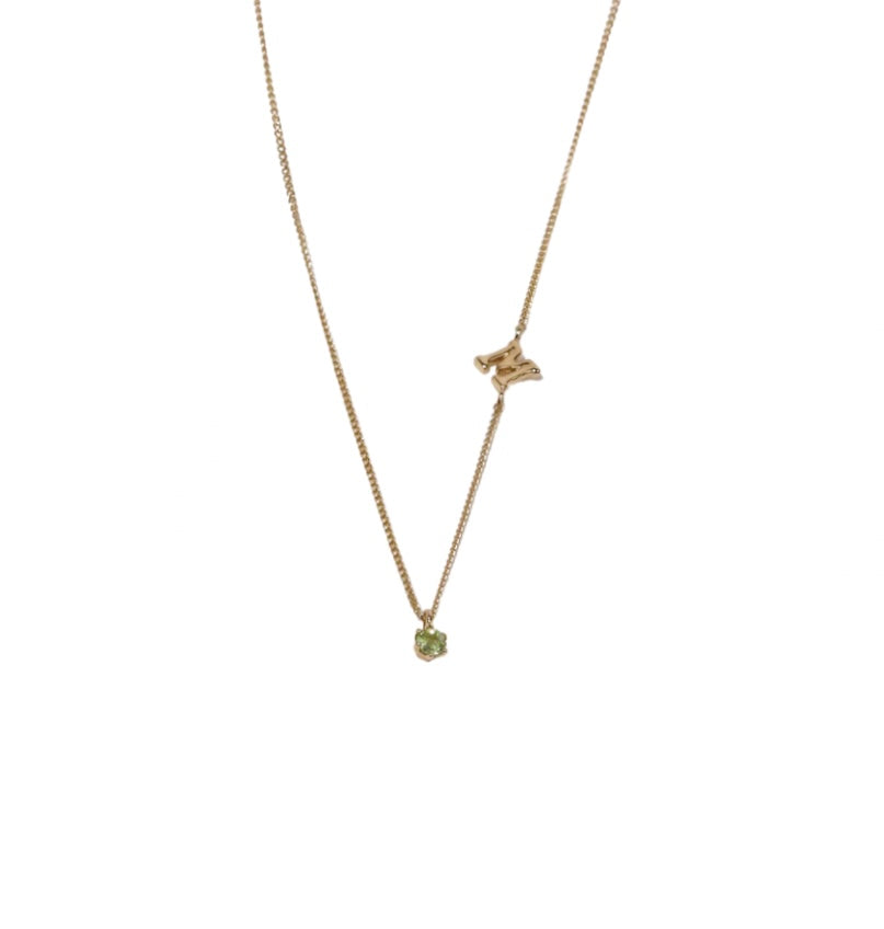 14K Gold Initial + Stone Necklace image 2