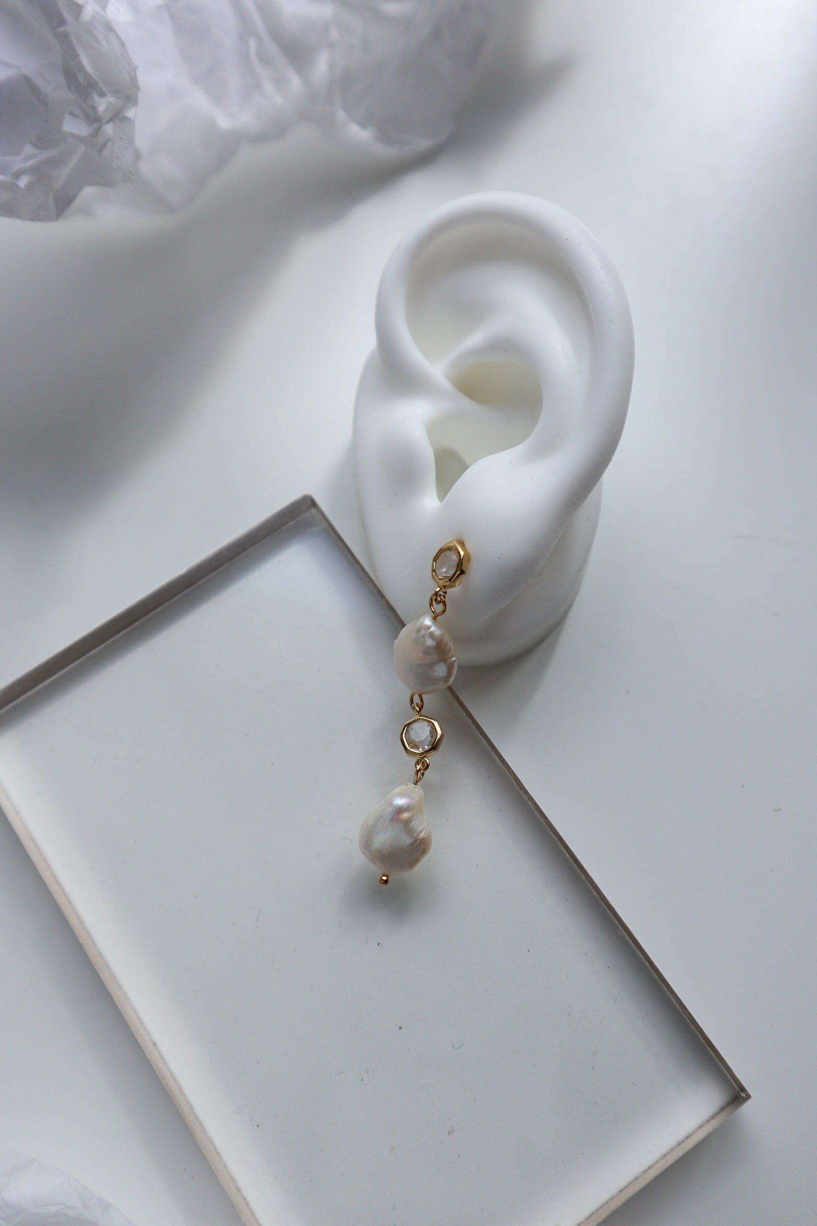 Mumm Crystal + Pearl Drop Earrings   image 4