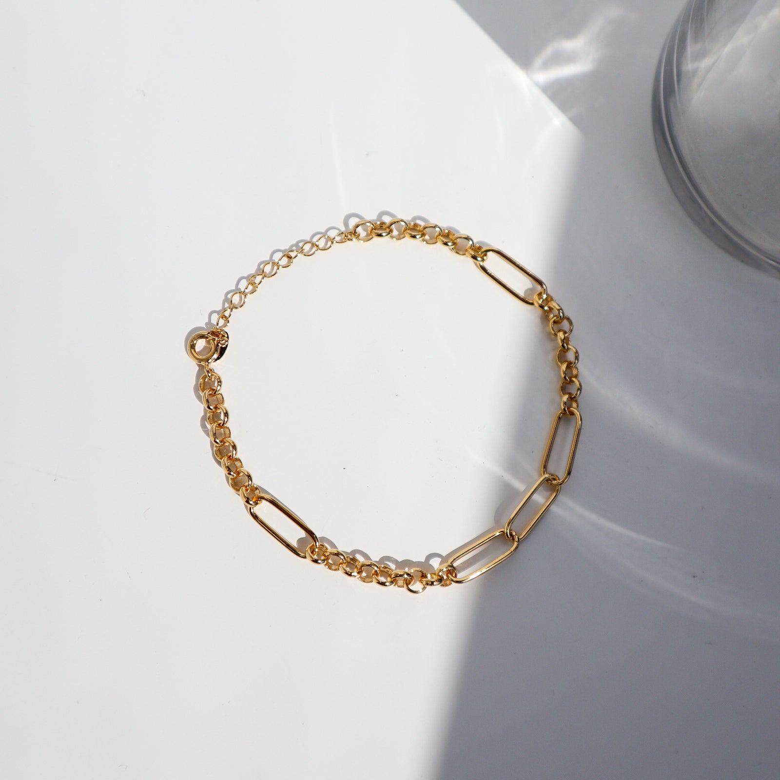 Mixed Link Chain Silver Bracelat image 1