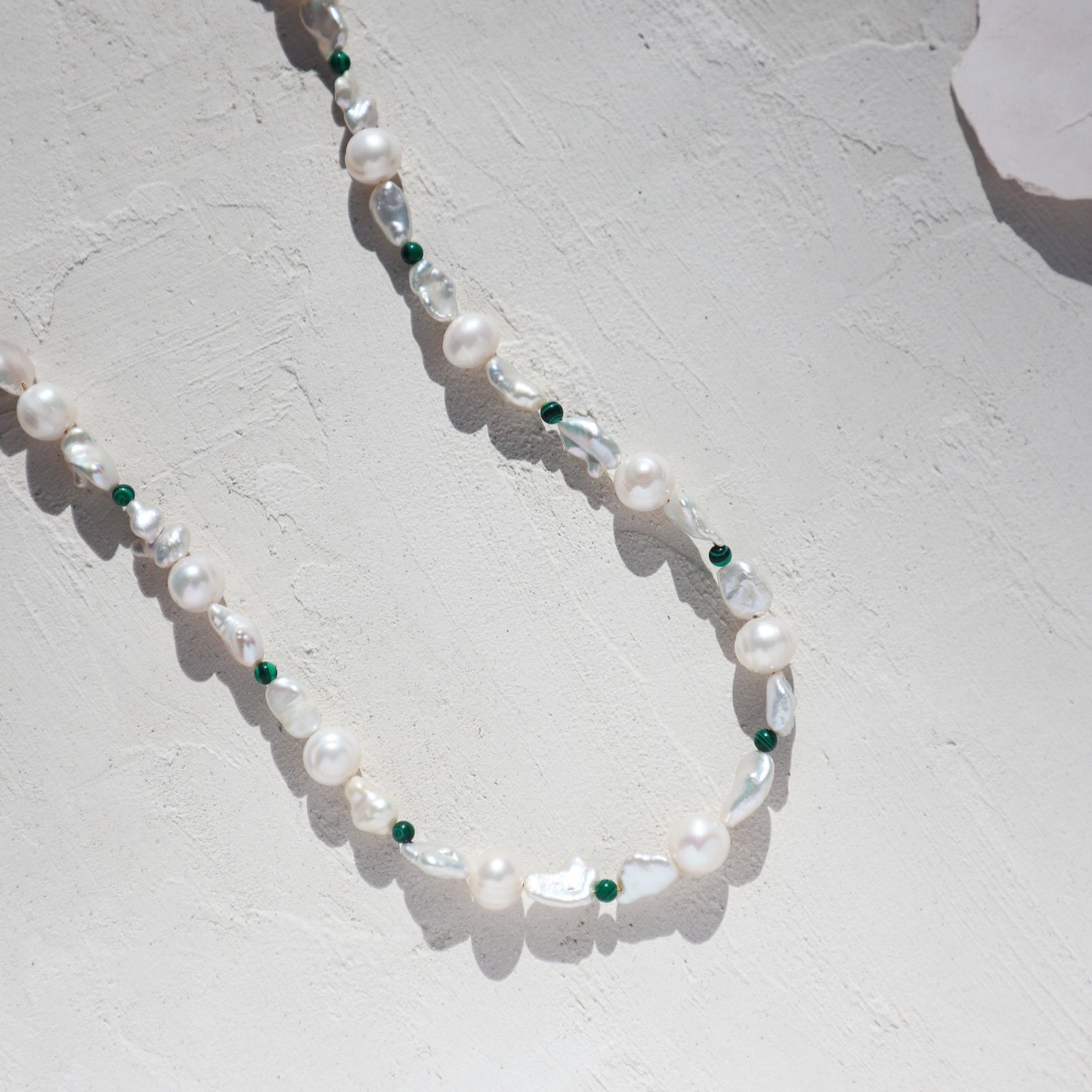 Malachite & Pearl Silver Necklace image 1