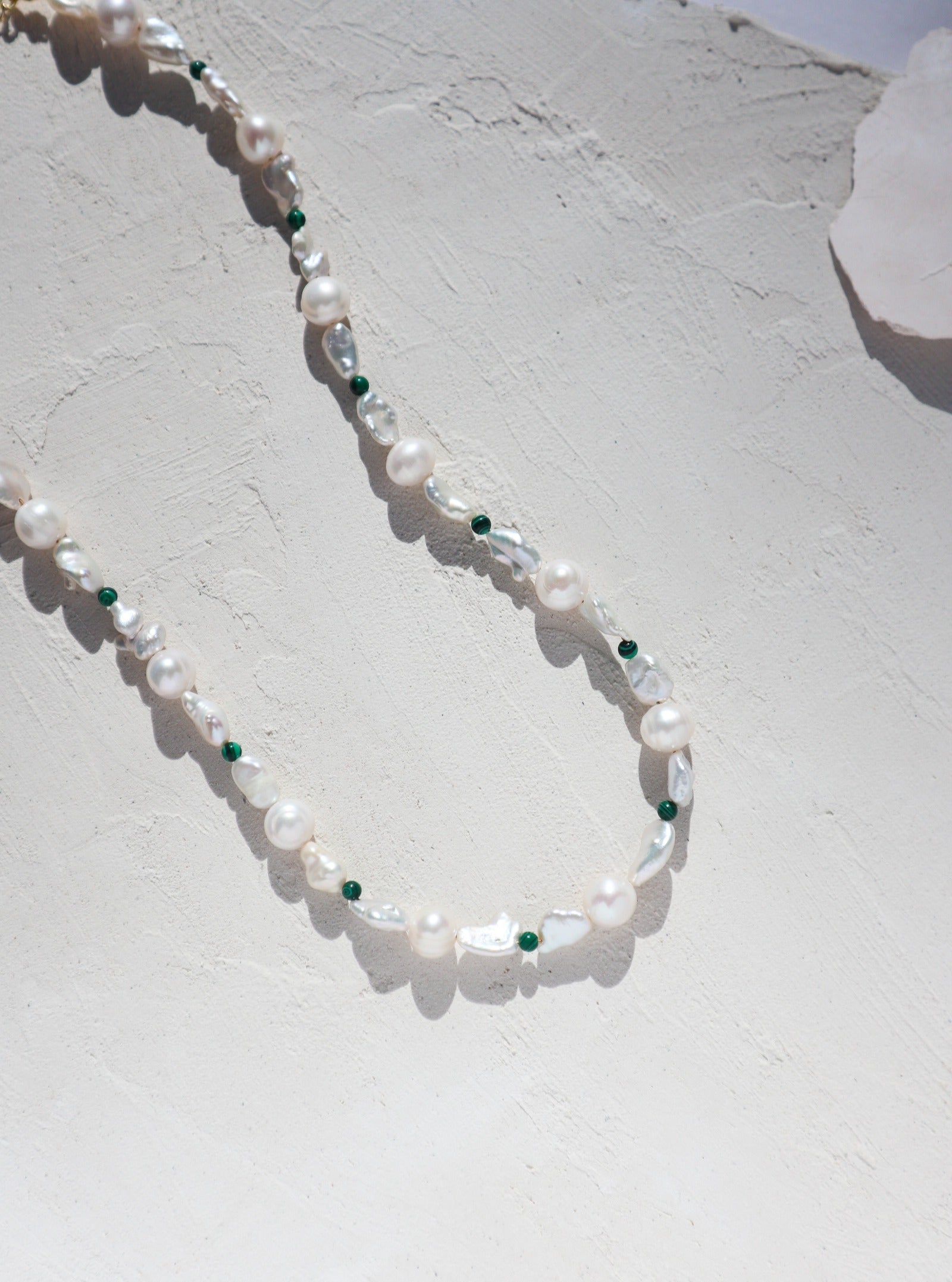 Malachite & Pearl Silver Necklace image 1