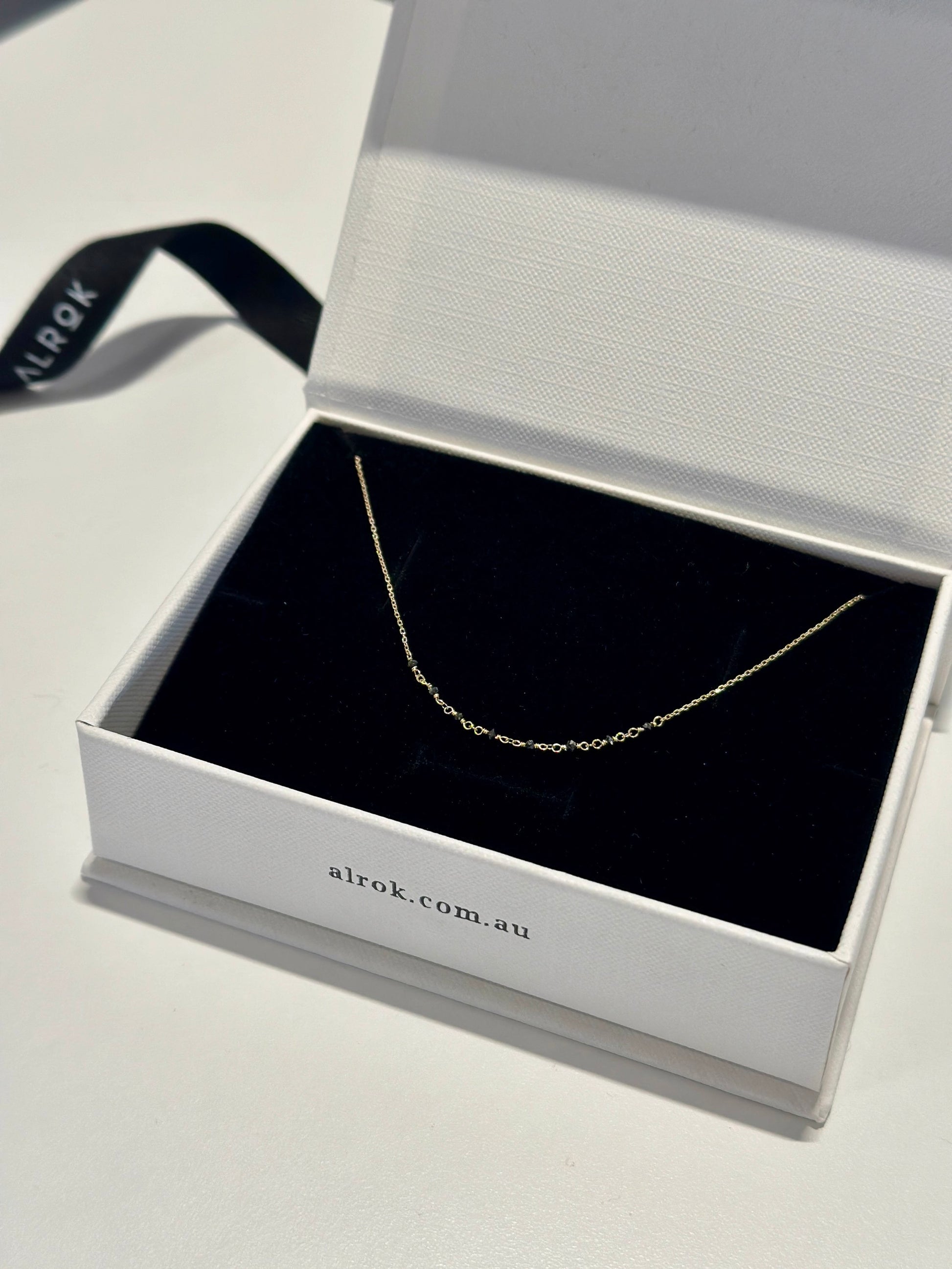 14K Gold Black Rough Diamond Necklace image 4