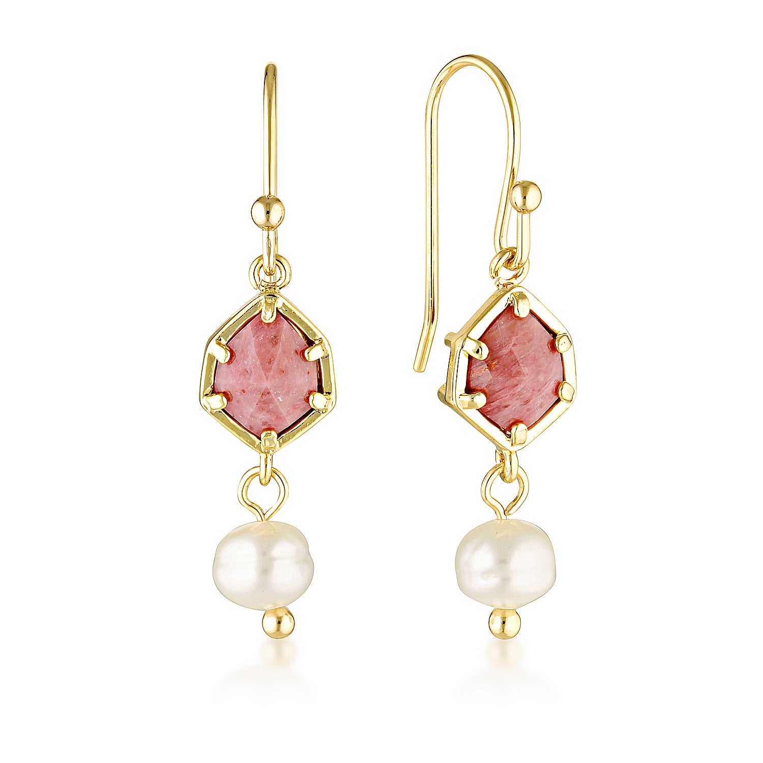 Natural Stone + Pearl Drop Earrings image 5