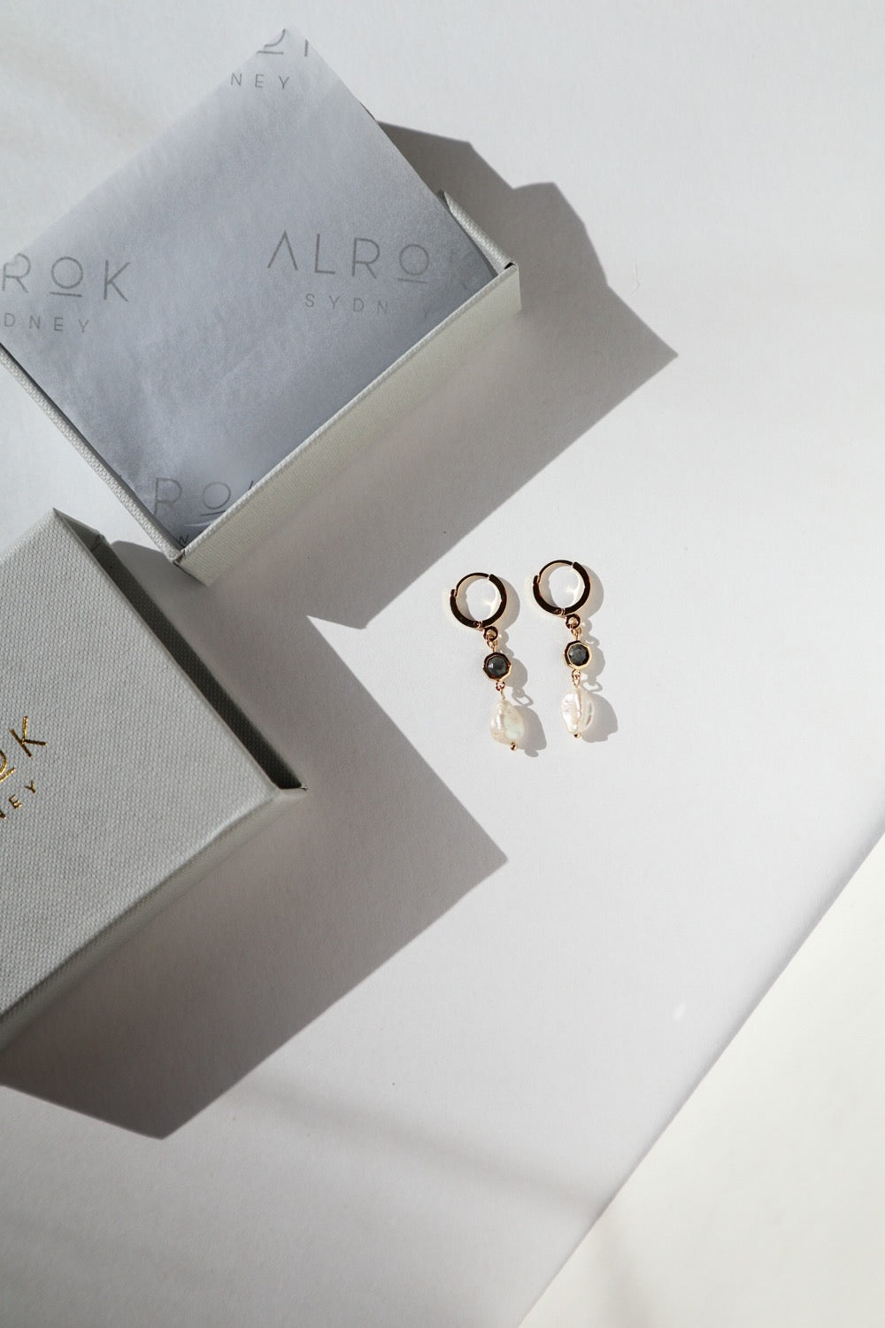 Labradorite Drop Huggie Earrings image 6